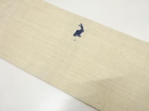 アンティーク　手織り真綿紬　魚模様織り出し袋帯